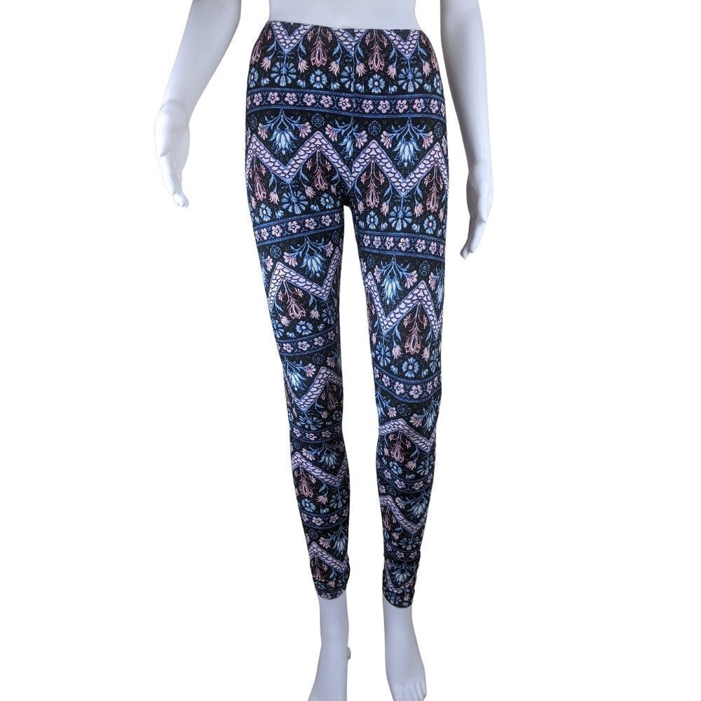 Pink Rose Small Floral Psychedelic Bohemian Jacquard Leisure Athletic Leggings